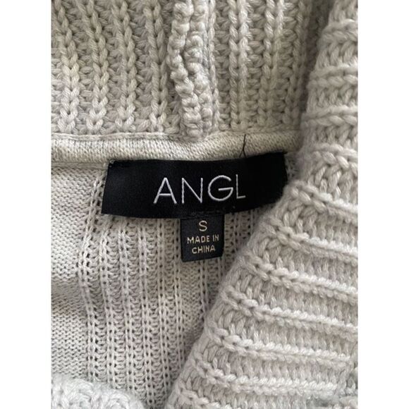 ANGL S light grey collared sweater jacket cardigan with pockets - Picture 3 of 6